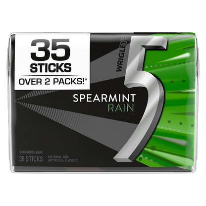 5 GUM Spearmint Rain Sugar Free Chewing Gum, Five Gum, 35 Stick Pack