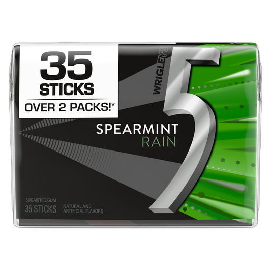 5 GUM Spearmint Rain Sugar Free Chewing Gum, Five Gum, 35 Stick Pack