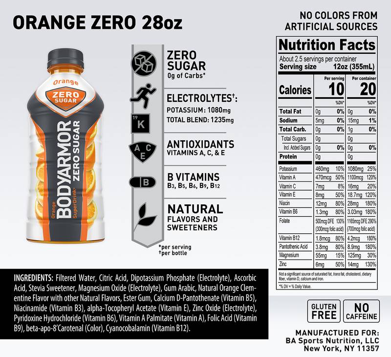 BODYARMOR Zero Sugar Orange 28oz Btl