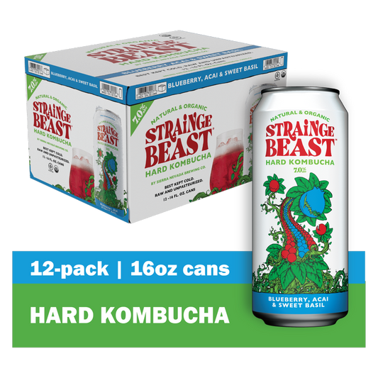 Strainge Beast Hard Kombucha Blueberry Acai Sweet Basil Single 16oz Can