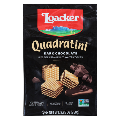 Loacker Quadratini Dark Chocolate Bite Size Wafer Cookies 8.82oz