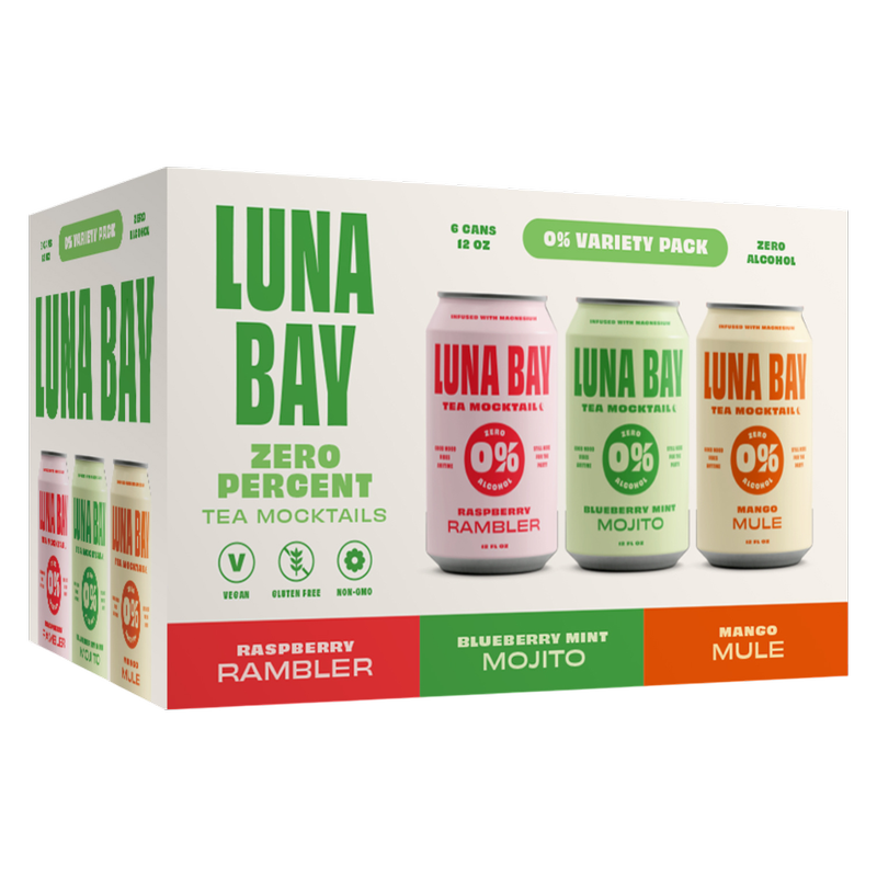 Luna Bay Zero Percent Tea Mocktails Variety Pack 6pk 12oz Can