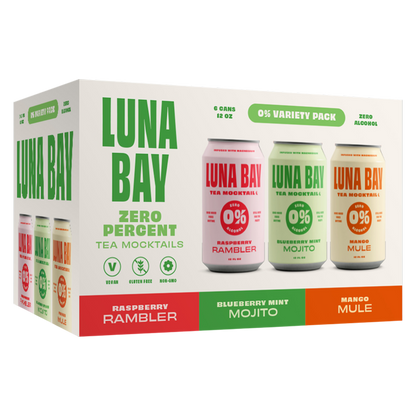 Luna Bay Zero Percent Tea Mocktails Variety Pack 6pk 12oz Can