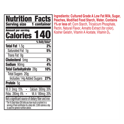 Yoplait Original Harvest Peach Yogurt - 6oz