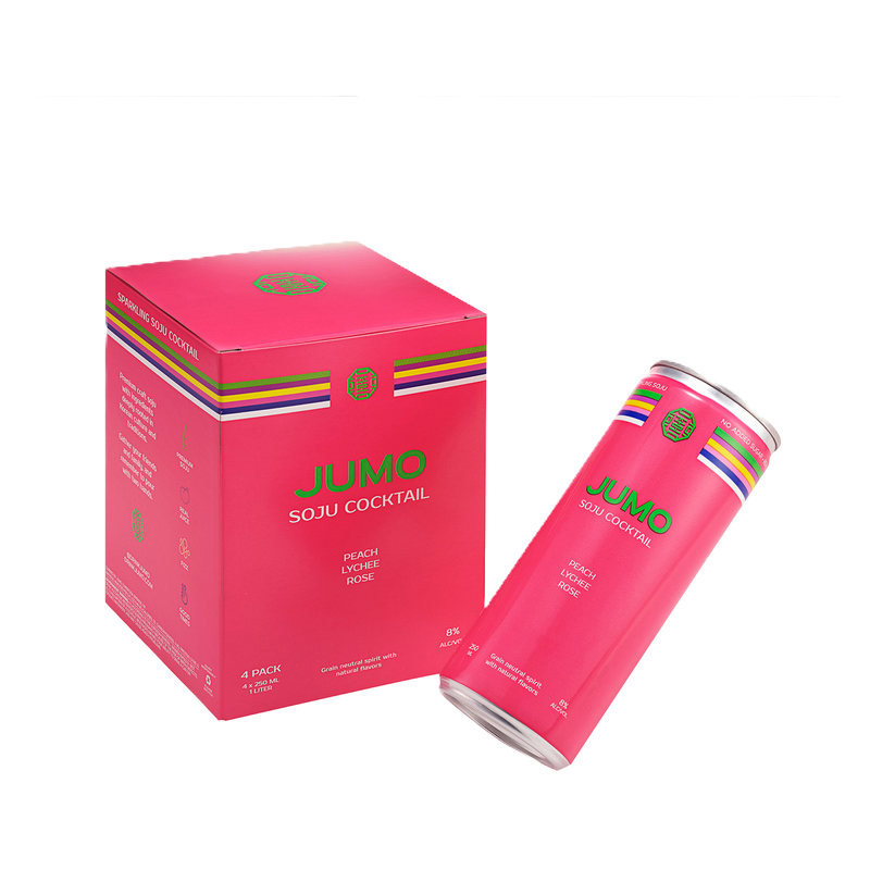 JUMO Soju Cocktail Peach Lychee Rose 4pk 8%ABV