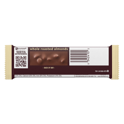 HERSHEY'S Milk Chocolate with Whole Almonds Full Size, Candy Bar, 1.45 oz