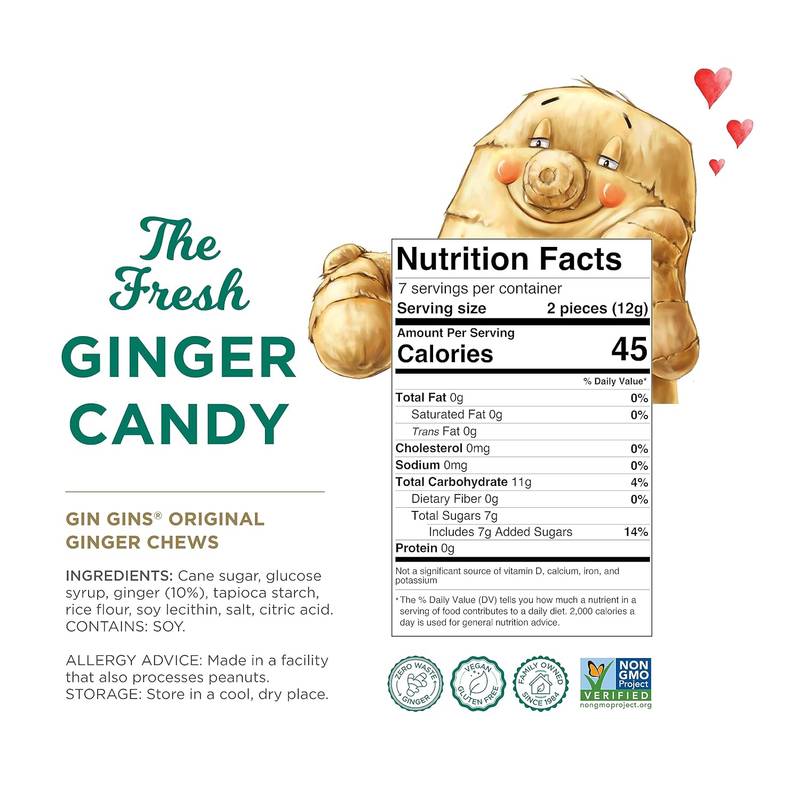 Ginger People Gin Gins Original Ginger Candy, 3oz