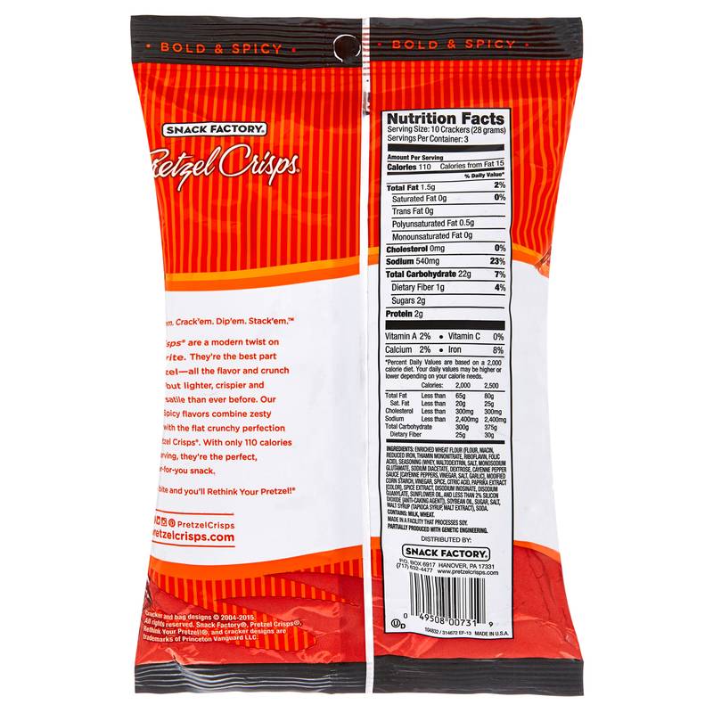 Snack Factory Buffalo Pretzel Crisps 3oz