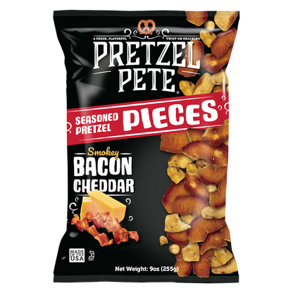 Pretzel Pete Smokey Bacon Cheddar Pretzel Pieces, 9oz
