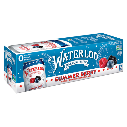 Waterloo Summer Berry Sparkling Water  12pk 12oz Can