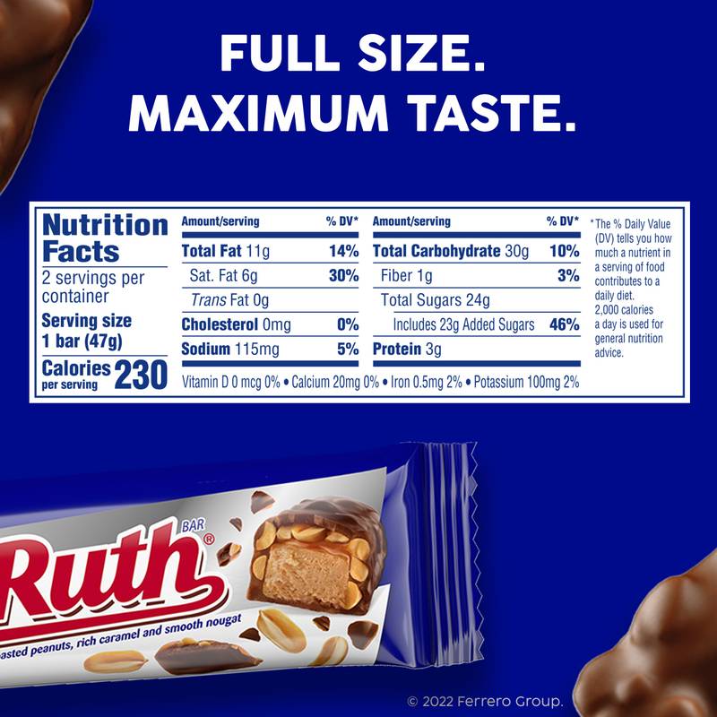 Baby Ruth Chocolatey, Peanut, Caramel, Nougat, Share Size Candy Bars, Share Pack, 3.3 oz