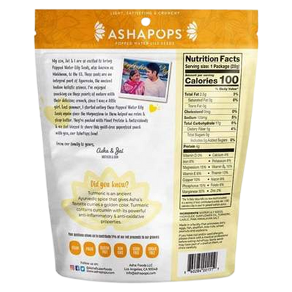 AshaPops Popped Water Lily Seeds Turmeric Garlic 1oz