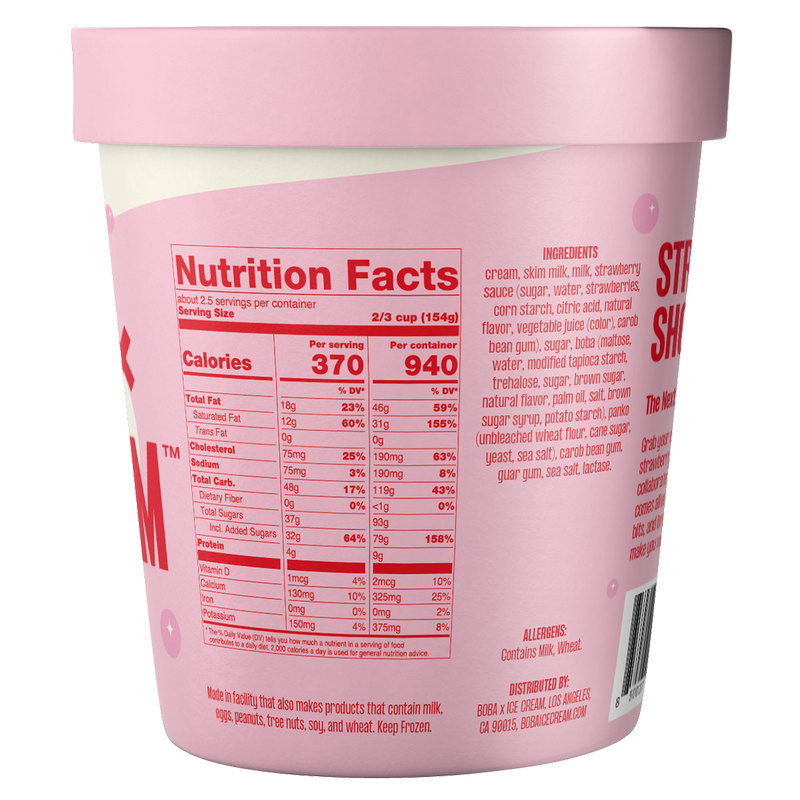 Boba x Ice Cream Strawberry Shortcake Pint