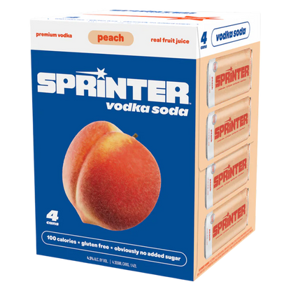 Sprinter Vodka Soda Peach 4pk 12oz Can