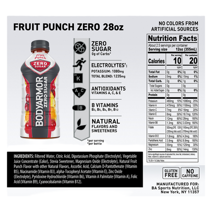 BODYARMOR Zero Sugar Fruit Punch 28oz Btl