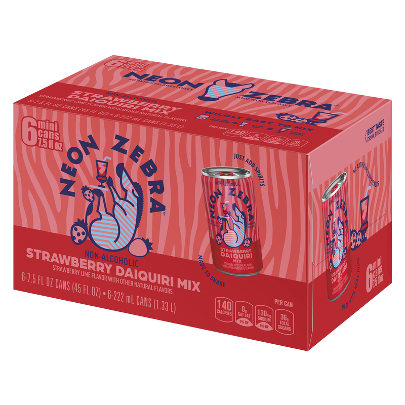 Neon Zebra Strawberry Daquiri Mix 6pk 7.5oz