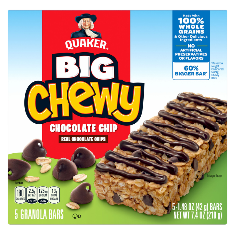 Quaker Big Chewy Chocolate Chip Granola Bars, 7.4oz