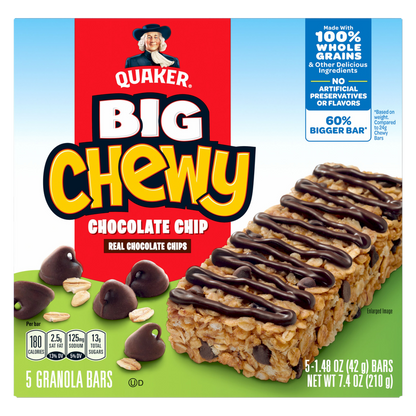 Quaker Big Chewy Chocolate Chip Granola Bars, 7.4oz