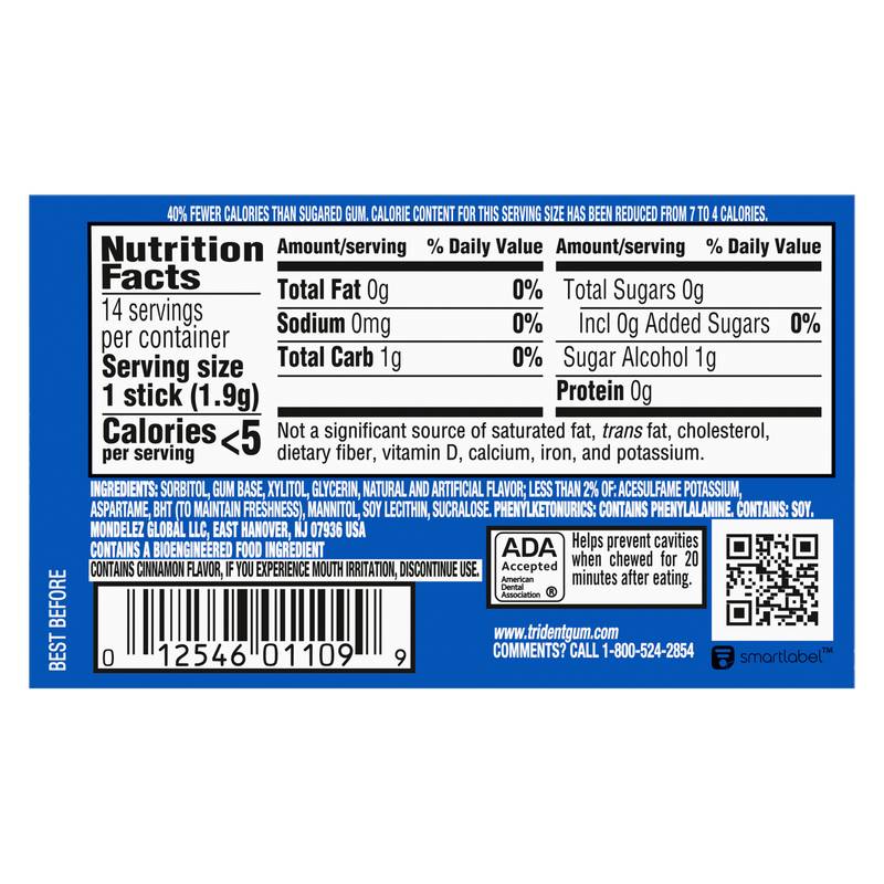 Trident Original Flavored Gum, 14pc