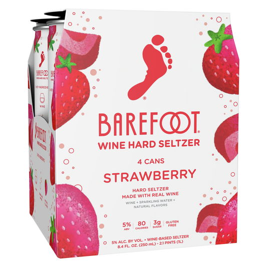 Barefoot Strawberry Hard Seltzer 4pk 250ml Can 4.0% ABV