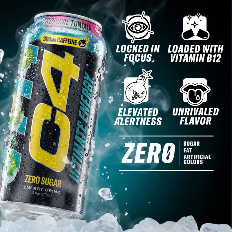 C4 Ultimate Energy Zero Sugar Tropical Tundra Frost 16oz Can