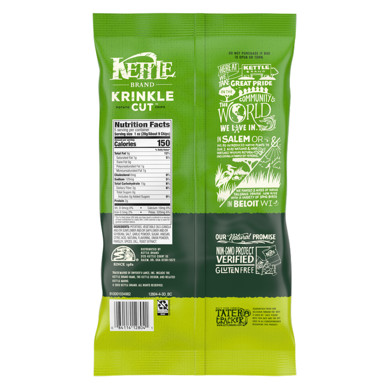 Kettle Brand Krinkle Cut Dill Pickle Potato Chips 5oz