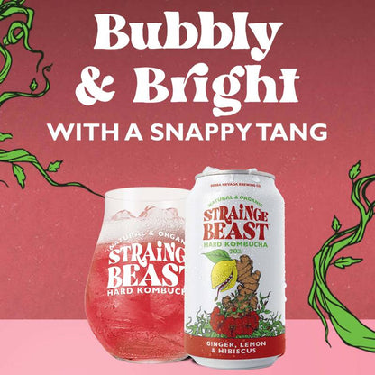 Strainge Beast Hard Kombucha Ginger Lemon Hibiscus 6pk 12oz Can