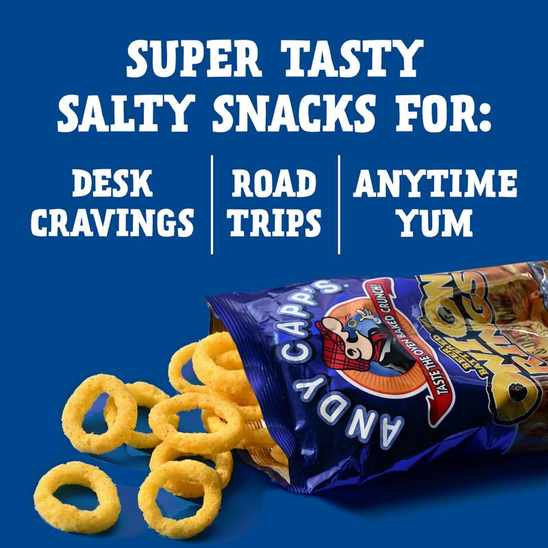 Andy Capp's Beer Battered Onion Rings Baked Oat and Corn Snacks, 2 oz