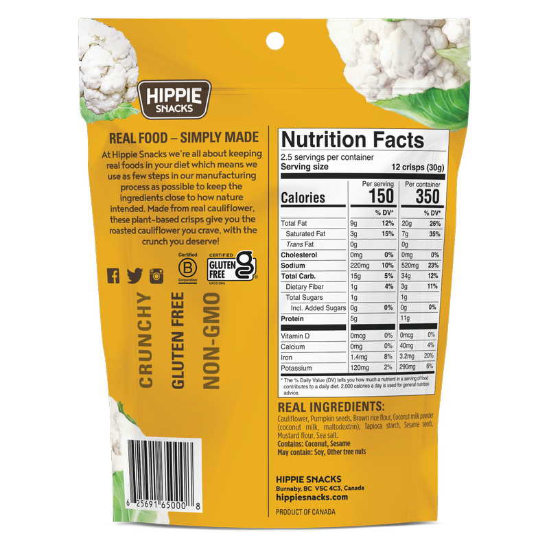 Hippie Snacks Gluten Free Original Cauliflower Crisps 2.5oz