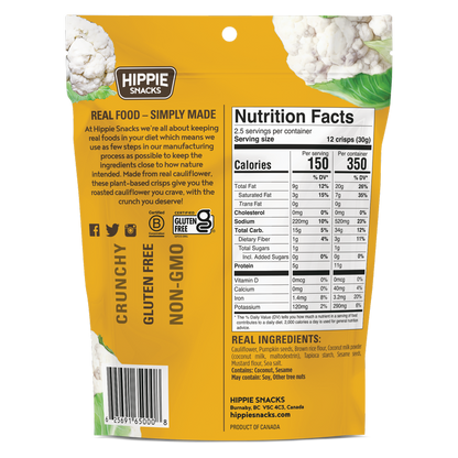 Hippie Snacks Gluten Free Original Cauliflower Crisps 2.5oz