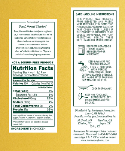 Sanderson Boneless Skinless Chicken Breast - Weight Varies (1-2.5 lb)