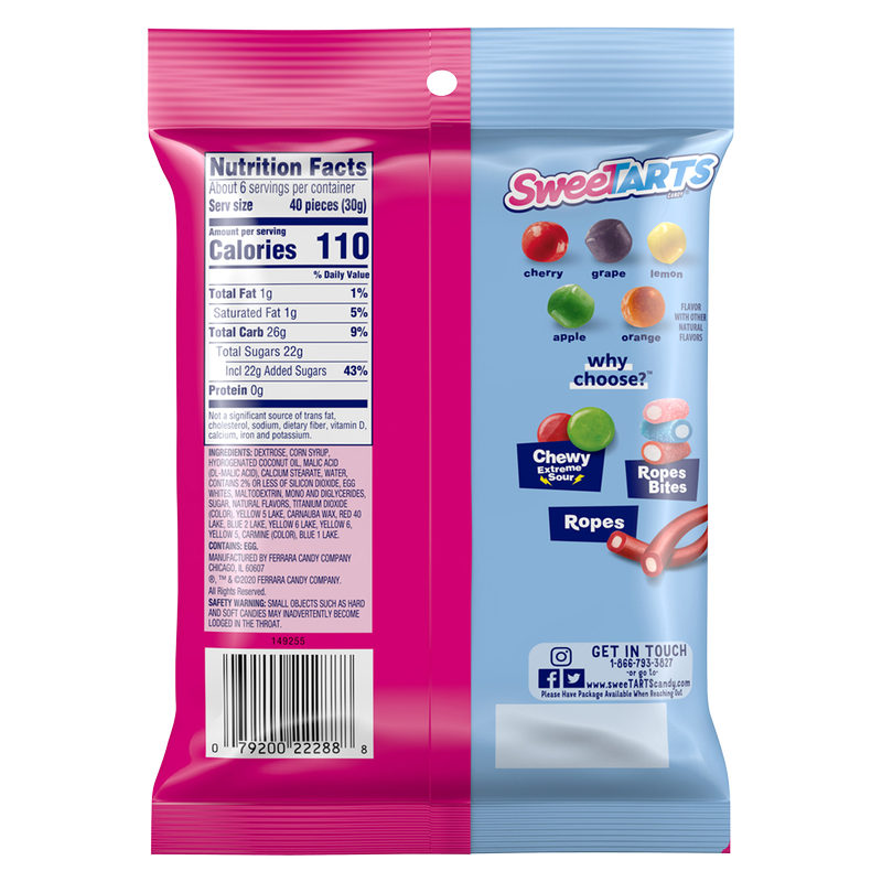 SweeTARTS Mini Chewy, Candy, Mixed Fruit, 6 oz