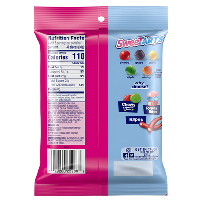 SweeTARTS Mini Chewy, Candy, Mixed Fruit, 6 oz