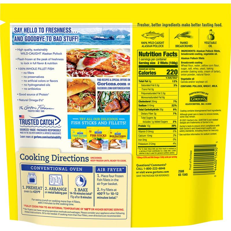 Gorton's Crunchy Breaded Frozen Fish Fillets - 19oz