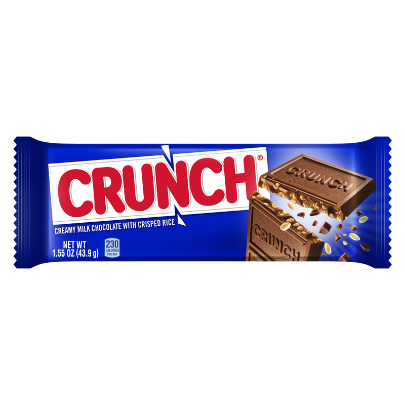 CRUNCH Milk Chocolate and Crisped Rice Full Size Candy Bar, 1.55 oz