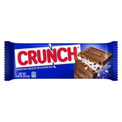 CRUNCH Milk Chocolate and Crisped Rice Full Size Candy Bar, 1.55 oz