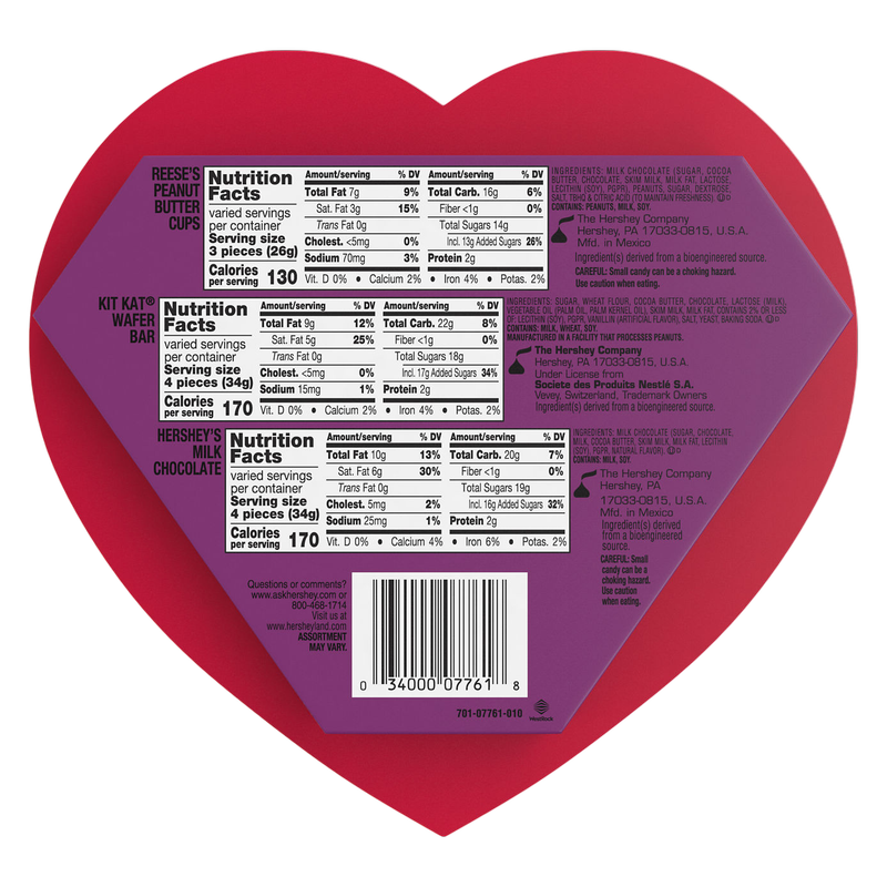 HERSHEY’S, KIT KAT®, REESE’S Assortment Heart Box, 6.4oz