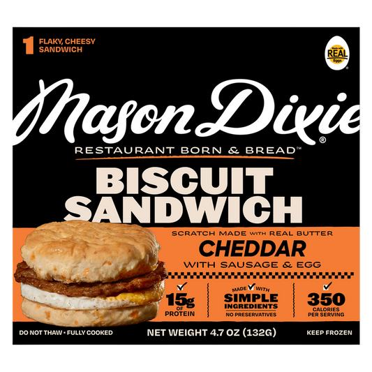 Mason Dixie Foods Single-Serve Cheddar Breakfast Sandwich, 1 ct