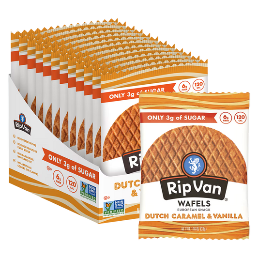 Rip Van Wafels Dutch Caramel & Vanilla Stroopwafel, 1.16oz Case 12 CT