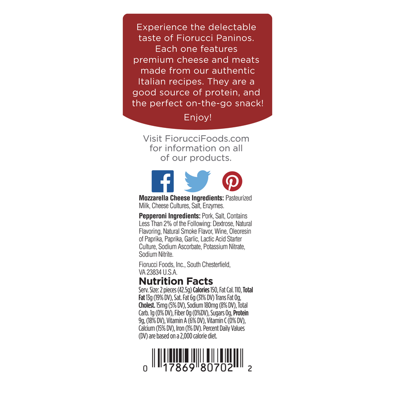 Fiorucci Panino Pepperoni & Mozzarella Cheese Snack Pack - 2ct/1.5oz
