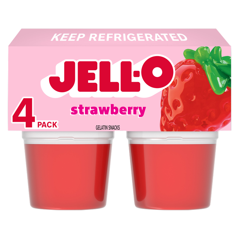 Jell-O Original Strawberry Snack Cups - 4ct
