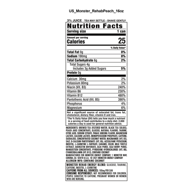 Monster Energy Rehab Peach 16oz
