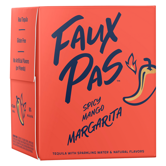 Faux Pas Spicy Mango Margarita Cocktail 4pk 250ml Can 8.0%ABV