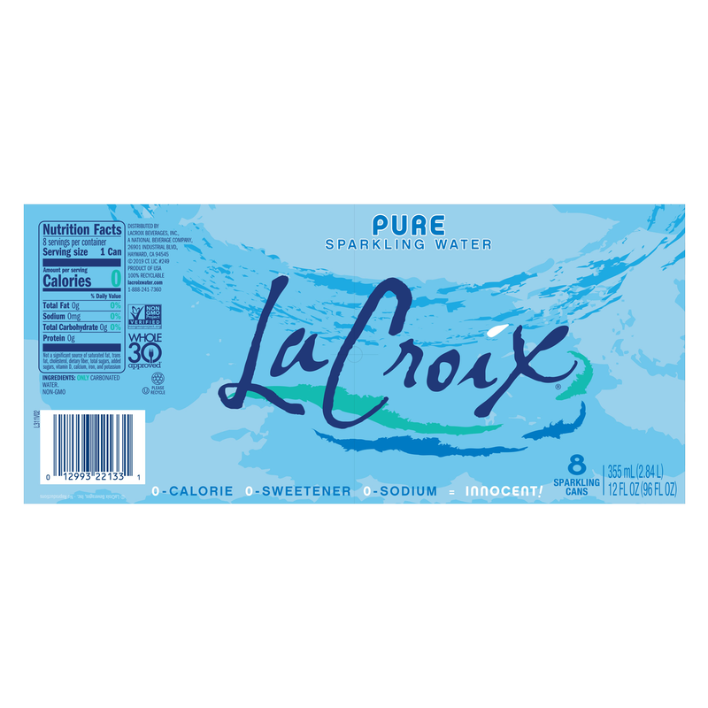 La Croix Pure Sparkling Water 8pk 12oz can