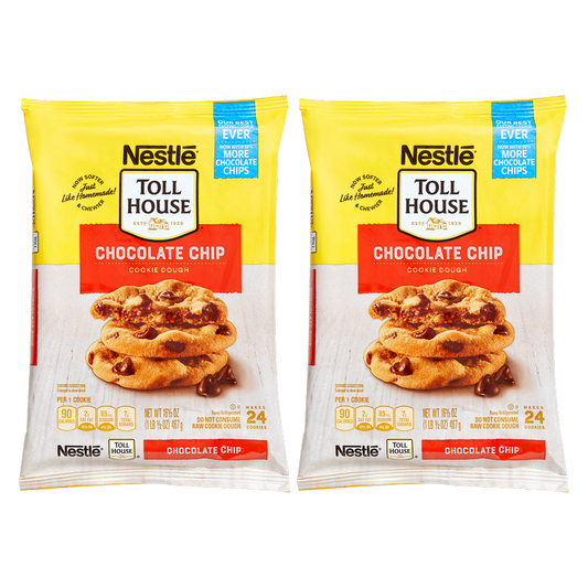 Nestle Toll House Chocolate Chip Cookie Ready to Bake Dough 24ct 16.5oz - 2 Pack Bundle