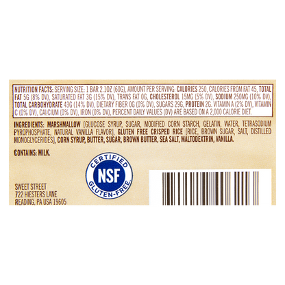 Sweet Street Chewy Marshmallow with Brown Butter and Sea Salt Bar 2.1oz