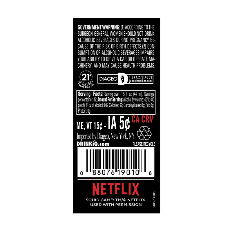 Johnnie Walker Black Squid Games Edition 750ml Bottle