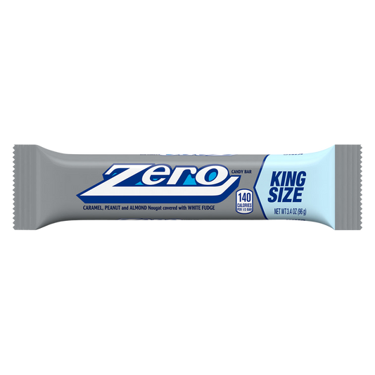 Zero White Chocolate Caramel Peanut Almond Nougat King Size 3.4oz