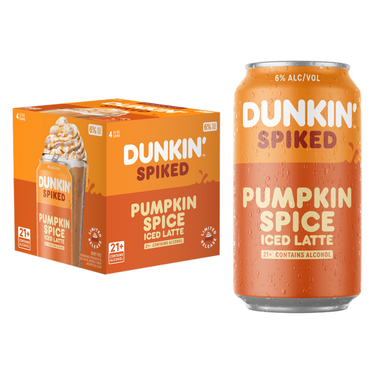 Dunkin Spiked Pumpkin Spice Iced Latte 4pk 12oz Can 6% ABV