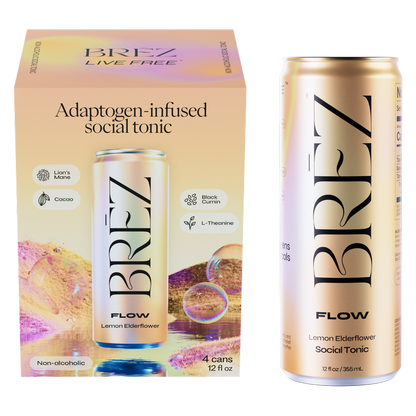 BREZ Flow Lemon Elderflower Functional Tonic 4pk 12oz Can